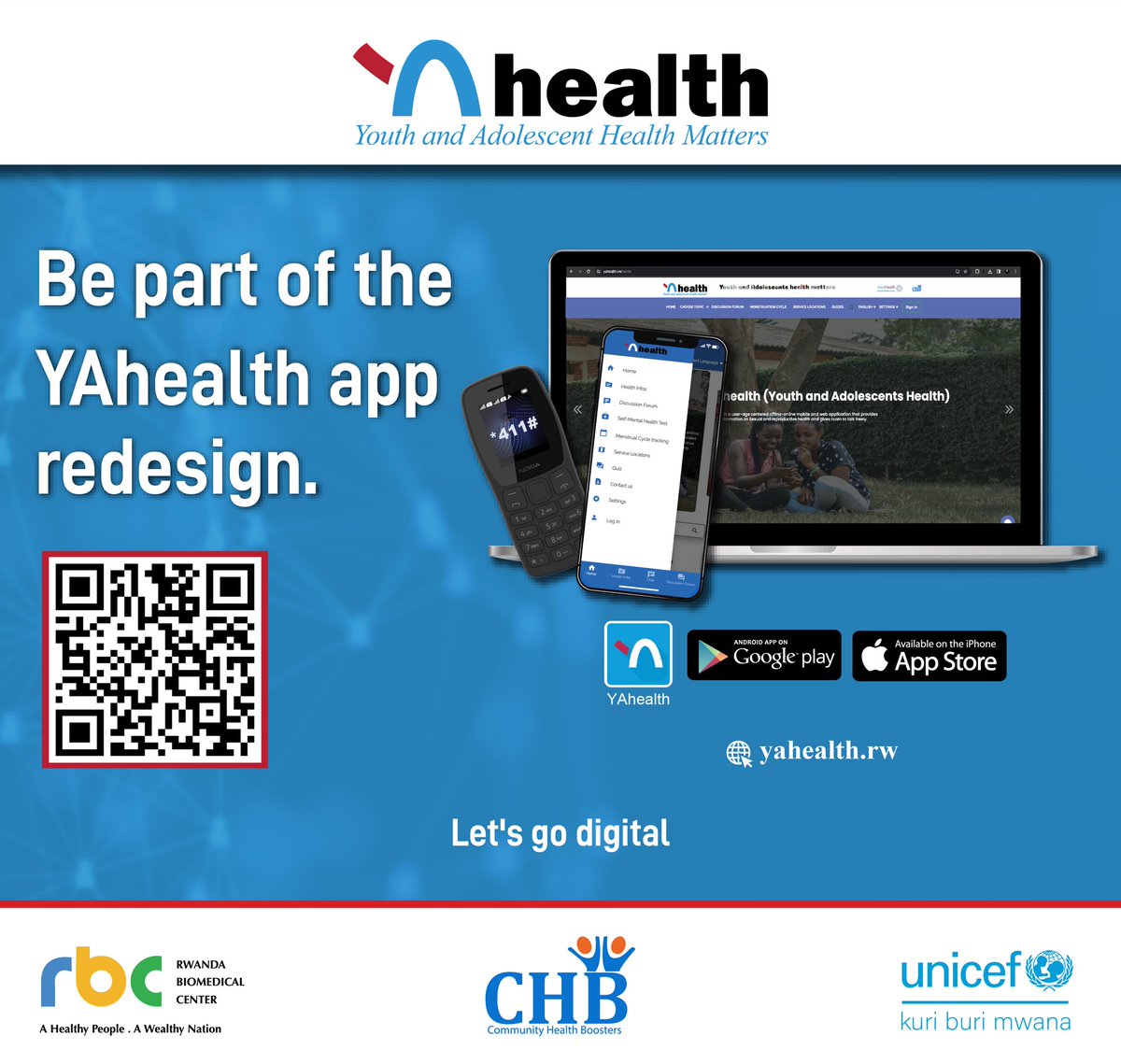 Join the YAhealth App Redesign! 🌟
🚀 
Are you passionate about youth mental health and SRHR?

We want YOUR voice in reshaping the #YAhealthApp! 

Let's co-create a platform that speaks directly to young minds. 
Share your ideas today! forms.office.com/r/aMJGvjgPsg

#LetsGoDigital