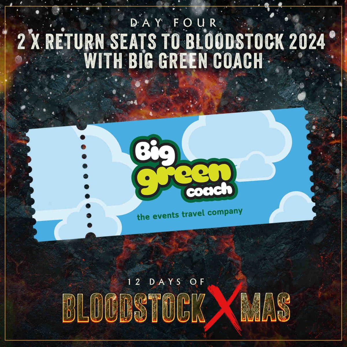 🎅 ON THE FORTH DAY OF CHRISTMAS, BLOODSTOCK GAVE TO ME 🎁.. 2 return seats to Bloodstock 2024 thanks to our friends at @biggreencoach Head over to our Facebook and Instagram to enter!