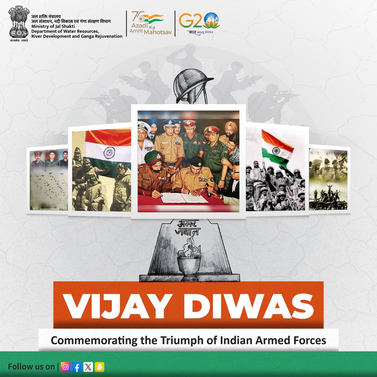 On this day, we celebrate the valour & triumph of the Indian Armed Forces in the #IndoPakWar of 1971. Saluting the heroes whose bravery & sacrifice paved the way for a free & liberated Bangladesh. 
#VijayDiwas #IndoPakWar1971 #SaluteToHeroes #Freedom #warforfreedom