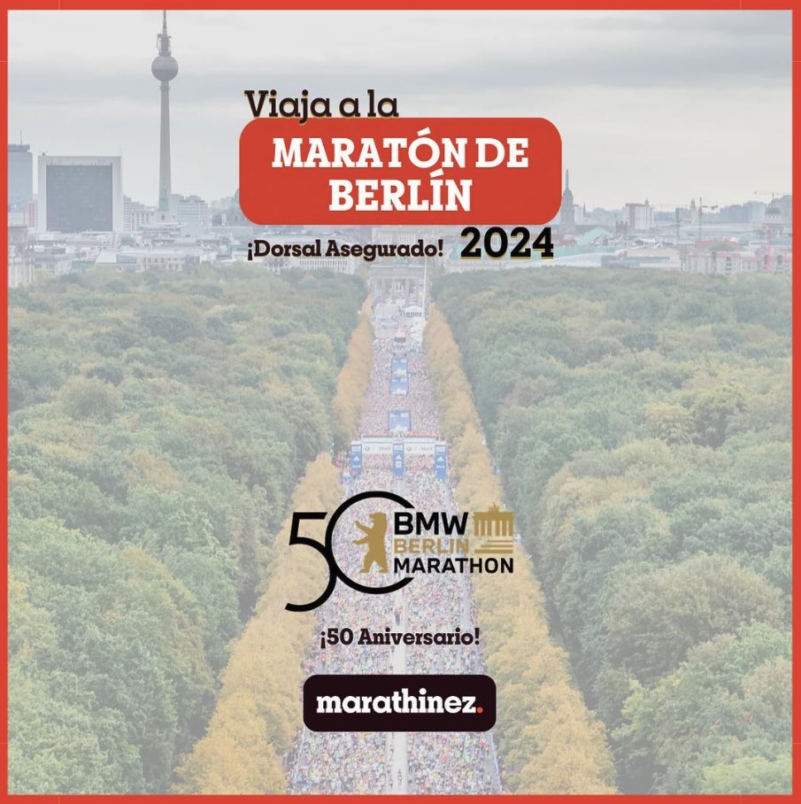 ¡ÚLTIMAS PLAZAS!

MARATÓN de BERLÍN 2024 -> ¡Dorsal ASEGURADO!

+ info: marathinez.com/maraton-berlin/

📞 +34 91 526 26 63
📩 marathinez@marathinez.es

#maratonberlin2024 #berlin #marathon #MaratonDeBerlin2024