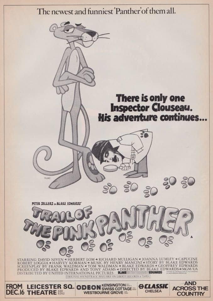 Forty-one years ago today, UK cinema audiences got in The Trail Of The Pink Panther… #TrailOfThePinkPanther #1980s #film #Films #BlakeEdwards #comedy #PeterSellers #DavidNiven #HerbertLom