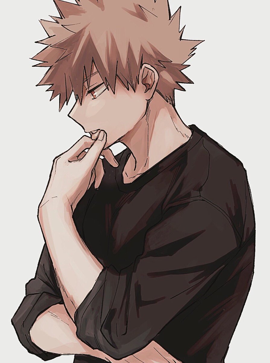 bakugou katsuki spiked hair male focus 1boy solo blonde hair shirt red eyes  illustration images