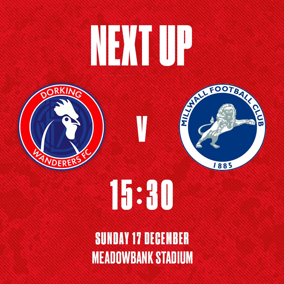 𝗡𝗘𝗫𝗧 𝗨𝗣 🗓 Sun 15th Dec 🆚 @Millwall_LFC 🕚 KO 15:30 🏆 League 🏟 Meadowbank Stadium 🎟️ 𝗔𝗱𝘂𝗹𝘁𝘀- £6, 𝗦𝗲𝗮𝘀𝗼𝗻 𝗧𝗶𝗰𝗸𝗲𝘁 𝗛𝗼𝗹𝗱𝗲𝗿𝘀 £3, U16s- Free 🔴⚪️