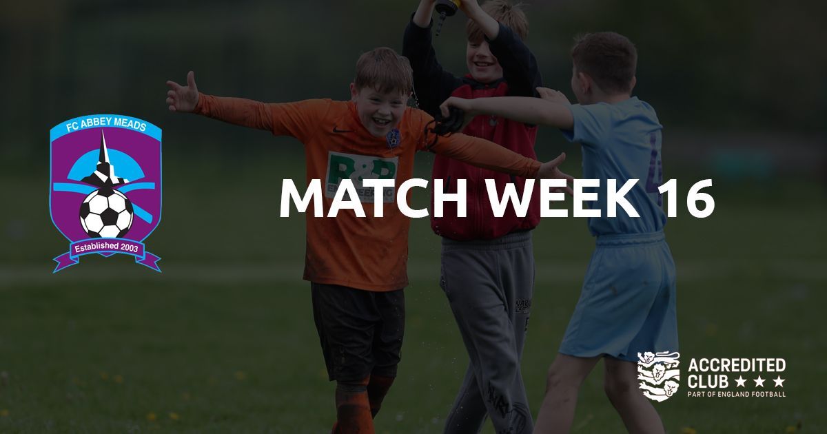 Match Week 16 Only 12 matches this weekend across our teams, the final weekend of the year! Good luck to all. #fcabbeymeads #grassrootsfootball