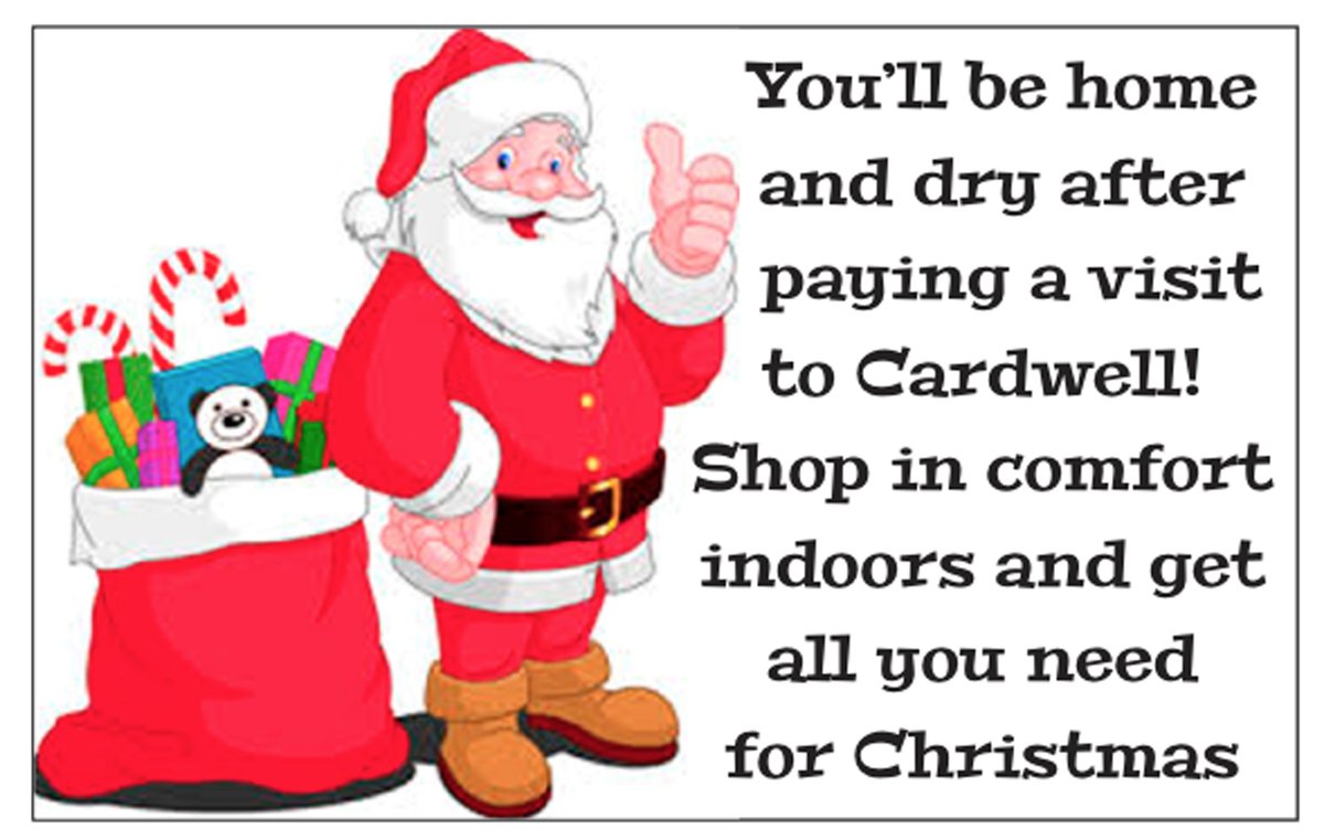 You’ll be home and dry after paying us a visit!
Don’t let the rain put you off getting all you need for Christmas. Come to Cardwell and you won’t need your brolly! Everything for Christmas is indoors. No matter the weather, you’ll be comfortable and dry when you pay us a visit.