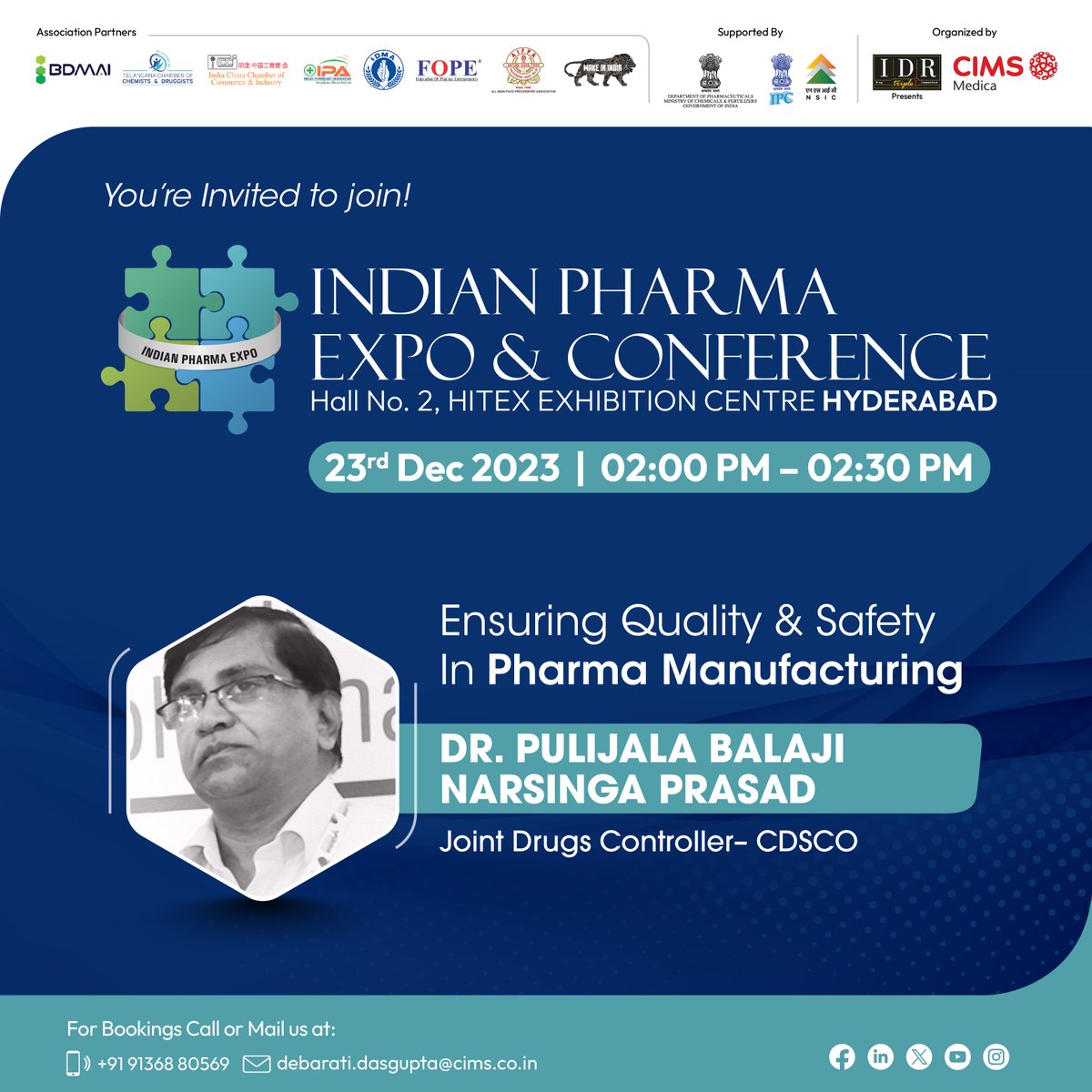 Join us for a riveting discussion with Mr. Balaji Prasad, Director of CDSCO, as he explores the vital aspects of ensuring quality and safety in pharma manufacturing.  
Register to attend
bit.ly/CON_INHOUSE_HYD

#MedicineQuality #PharmacopeiaInsights #PharmaStandards #IPCExperts