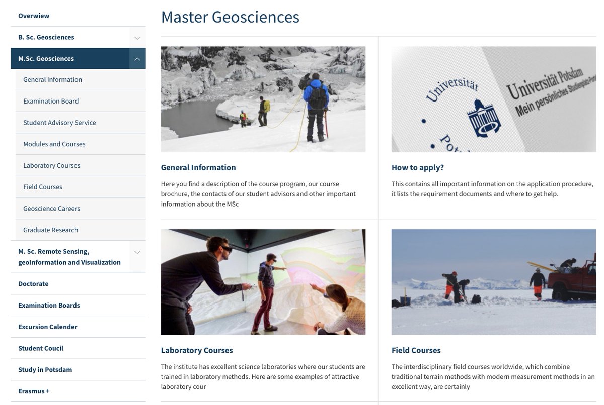 If you are looking for an international #Master's program in #Geosciences without tuition fees, with many courses in modern data analysis, remote sensing and geoinformation systems, the @unipotsdam is the right place for you! uni-potsdam.de/en/geo/study/m….