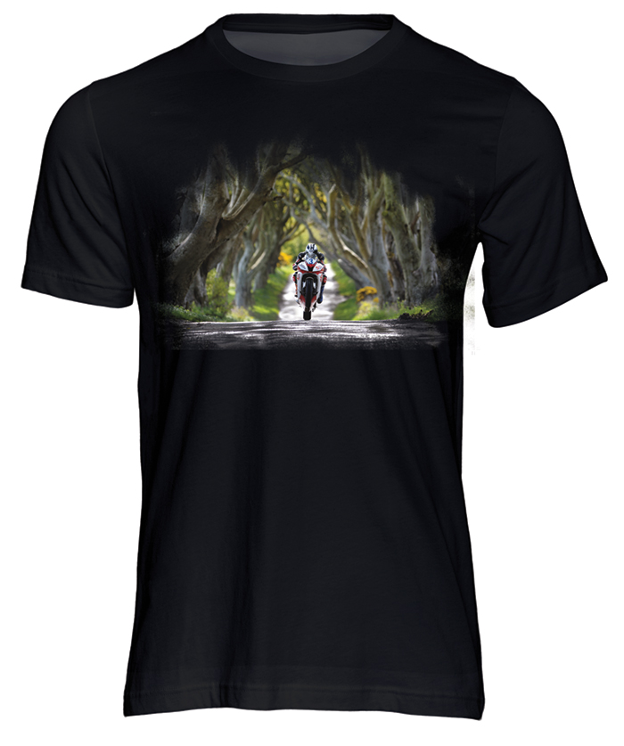 DukeVideo's tweet image. This iconic image by @sdbikephoto of @M_Dunlop3 on a 'wee morning run' on the #DarkHedges road in County Antrim, epitomises the appeal of #roadracing in Ireland.

Now available exclusively from Duke as one of our new range of high quality t-shirts - bitly.ws/Z6bs