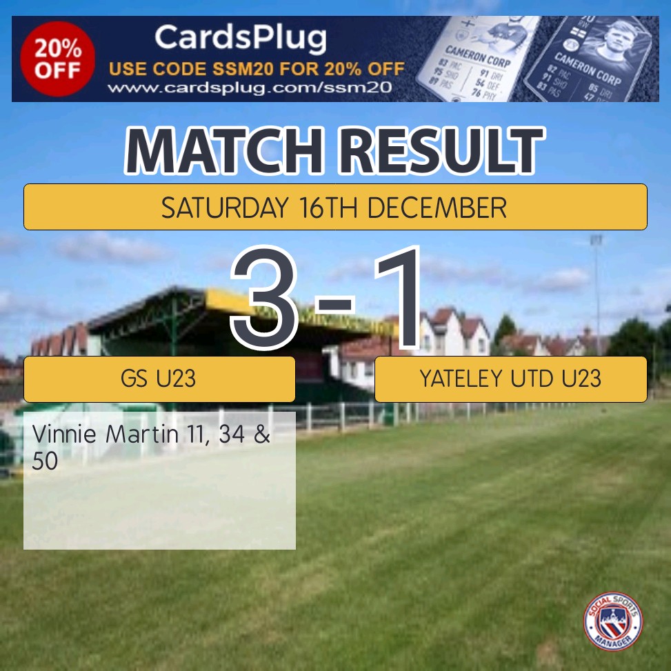 Full Time from the U23s ⚽️:
Well played lads 👏👏. We wish <a href="/YateleyUtdFC/">Yateley United FC</a> U23 all the best for the rest of the season and a Merry Christmas 🤝