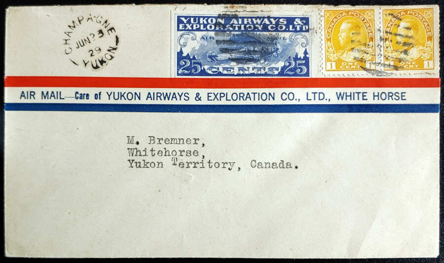 AllNations1949's tweet photo. Yukon Airways #CL42f 23 Jun 1929 27c Champagne/Whitehorse FFC Lot 85 in our auction Saturday 16th December 2023 #FirstFlightCover #Whitehorse #YukonAirways #YukonCovers #YukonFFC

https://t.co/lnOdR2fokm https://t.co/n1ITVot3E1