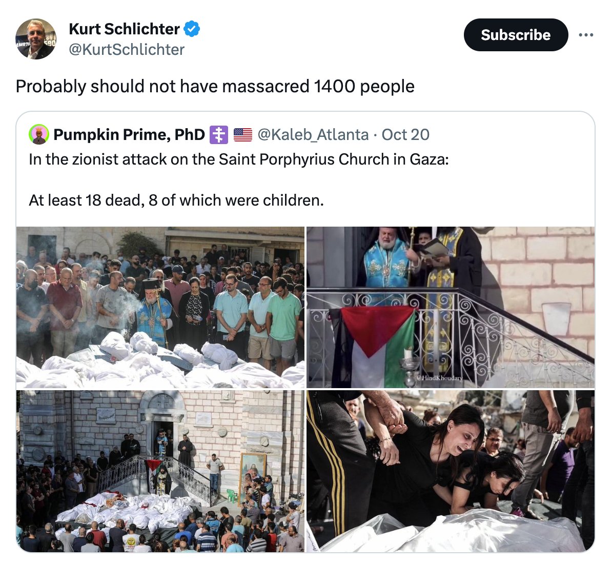 LPMisesCaucus's tweet photo. Libertarians caring about people killed in a US-backed Israeli military operation are "the worst", according to Conservative Inc types like this who justify the death of children in churches.
https://t.co/i4VT70rUAJ https://t.co/aUpDOPlyIx