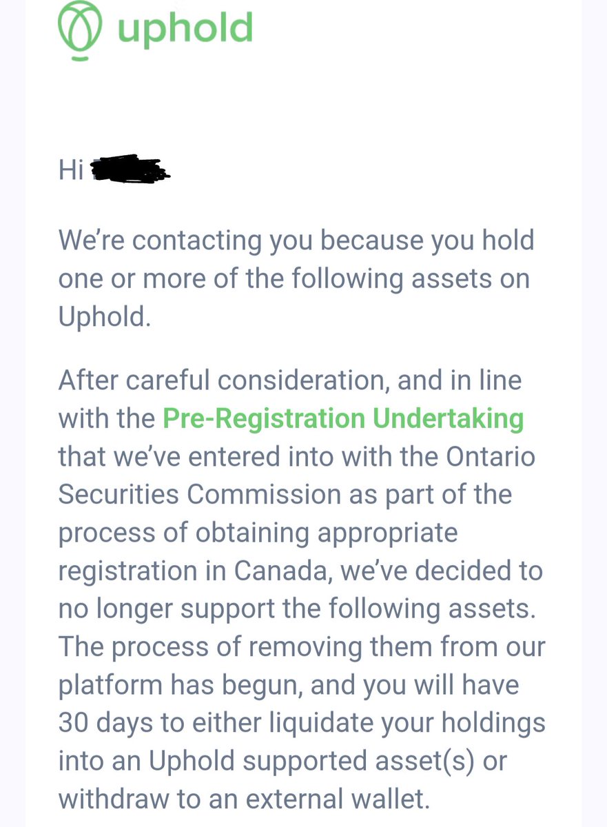 As an @UpholdInc customer and private equity share holder and a resident of  Ontario Canada... I say this is bullshit. ISO20022 coins being delisted????  Makes no sense.
