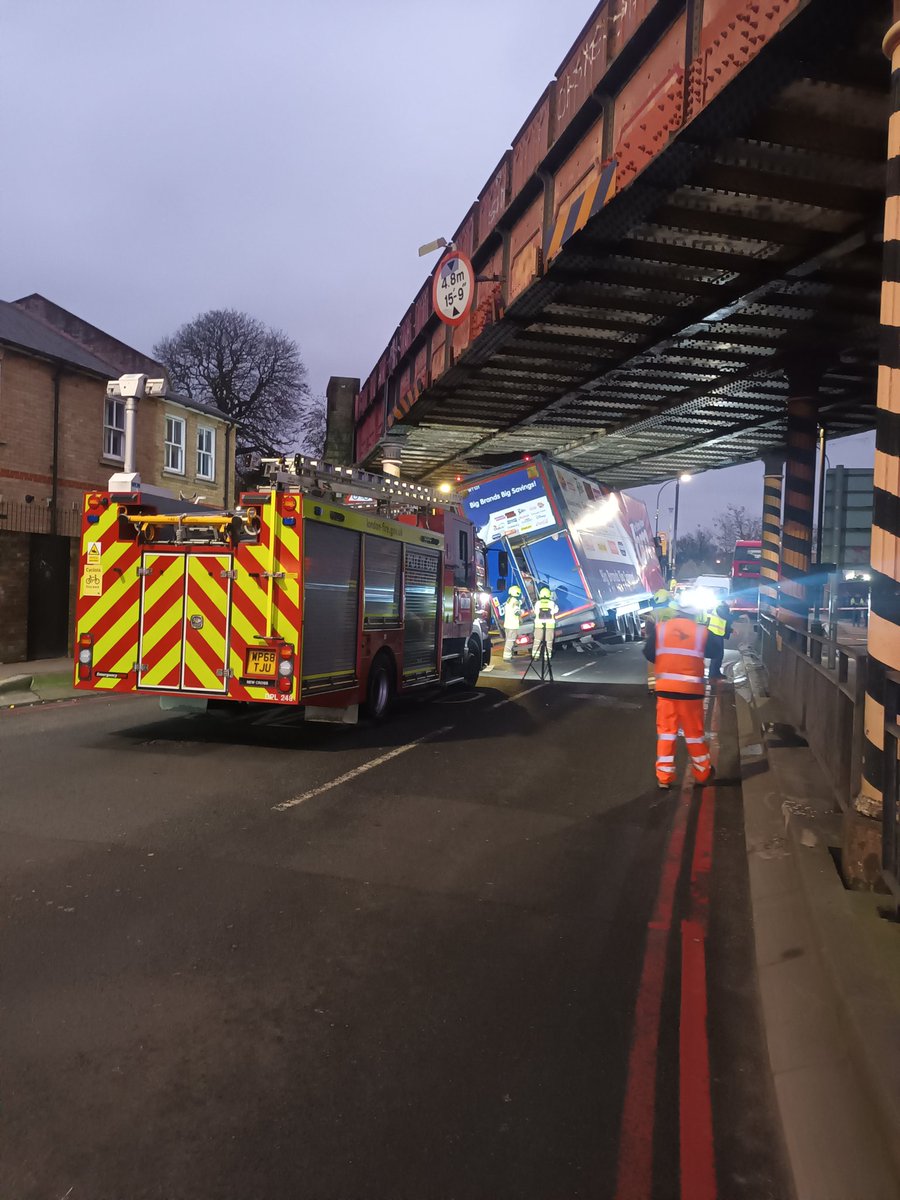 A lorry has got stuck under the Catford Bridge Station bridge. #catford