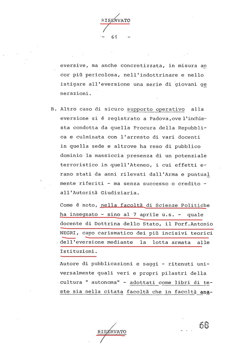 Wikileaks_Ita's tweet photo. #MoroFiles Relazione CC dell'anti-terrorismo inviato al Min Interno Virginio #Rognoni DC su Antonio "Toni" #Negri, co-fondatore di Potere #Operaio e capo carismatico dei più incisivi teorici dell'eversione mediante lotta armata alle istituzioni #RISERVATO 1979 https://t.co/HaqXRolrXL