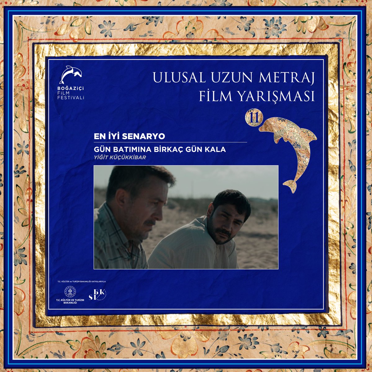 11. Boğaziçi Film Festivali | Ulusal Uzun Metraj Film Yarışması

🏆 En İyi Senaryo Ödülü
🐬 Gün Batımına Birkaç Gün Kala | Yiğit Küçükkibar
#BoğaziçiFF🐬 #BFF2023🐬