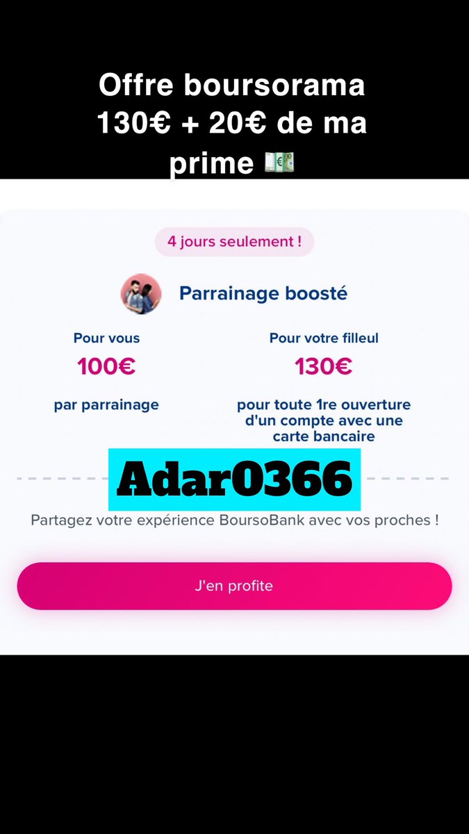 Adil_Cut's tweet photo. 💰Un petit billet avant noël c’est le moment ou jamais ! 💰

130€ + 20€ de ma prime en quelque minutes avec boursorama 💶 

Renseignement/ explications en DM 

Code parrainage : ADAR0366 

#Boursorama #Prime #Noel #Cadeau #Argent https://t.co/4IkB5Quttb