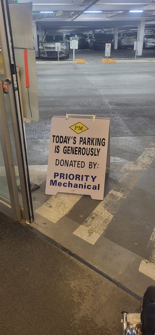 Martyupnorth's tweet photo. Positive Post before I go downstairs and start wrapping presents. 

As much as there is evil in the world, there is also a lot of good.  This was taken in the parking lot of the Edmonton Cross Cancer clinic (not by me).

It costs money to park there, and some patients have to visit several times a week, spending upwards of $60-$100/month.  The patients are often weak, and stressed to the gills, dealing with a really shitty hand they've been dealt.  It's a slap in the face to have to pay for parking at hospitals, but most parking structures are privately owned, so I get it.

A local Edmonton business, Priority Mechanical, had people at the doors, going in and out of the Cross and  paying for everyone's parking the other day, and wishing everyone a Merry Christmas as they left.

https://t.co/8PlfumS8xb