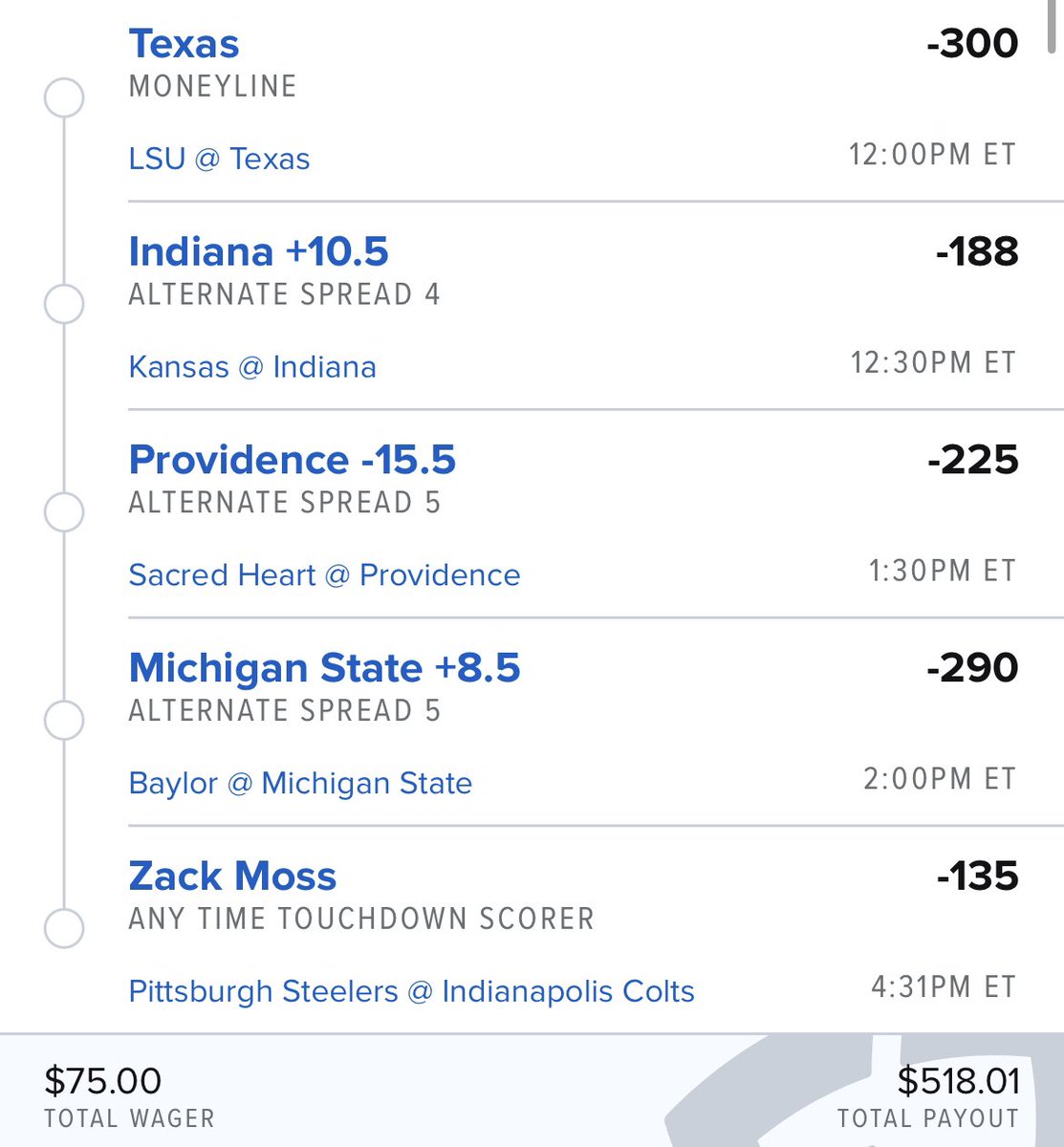 MY 5 LEG PARLAY . . 🏀🏈

Building the balance for UFC tonight, let me know if you’re tailing ⤵️

Best of luck ⭐️
#GamblingTwitter