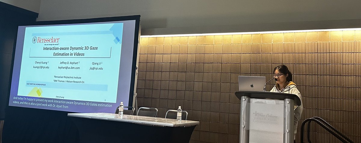 Gaze_Meets_ML's tweet photo. Our first spotlight paper presenter is Chenyi Kuang on ‘Interaction-aware Dynamic 3D Gaze Estimation in Videos’.
#NeurIPS2023 #NeurIPS23 #NeurIPS #Gaze_Meets_ML #GMML https://t.co/2trSylSR7X