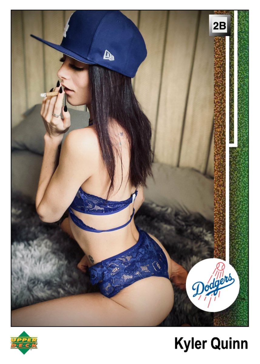 Batting cleanup in my @Dodgers baseball card project is the incomparable @KylerQuinnPorn. Took no time at all to get these incredible custom photos from her via her OF.