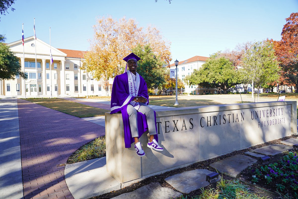 Frog legend forever 🎓 Congratulations to five-time All-American Luc Fomba on earning his master's degree in liberal arts today #GoFrogs