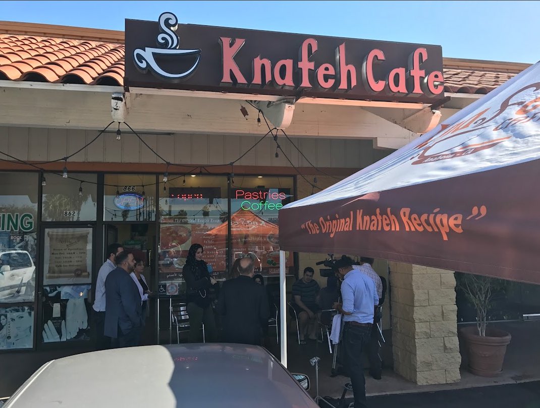 GlobalHRUM's tweet photo. Knafeh Cafe is a Palestinian run pastry shop located in Little Arabia, Anaheim CA. It has become somewhat of a tradition of our family to come out to little arabia, have a delicious Egyptian/arab meal, and follow it up with Knafeh from here, so good! Check em out https://t.co/P153N64y6G