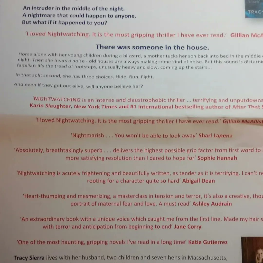Read 'Night Watching' by @tsierraauthor a woman & her kids hide terrified of the man broken into their home. Is he real or in her imagination? Read it if you dare. Brilliant. Had me gripped throughout. Out February 2024. Thanks for the chance to read it @VikingBooksUK