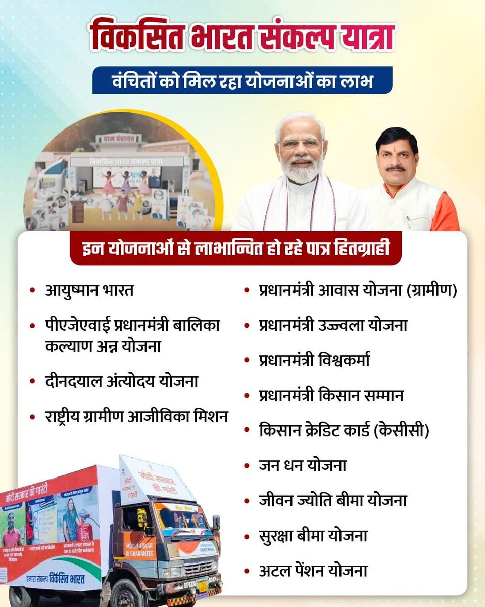 SubhagiTiw73993's tweet photo. प्रधानमंत्री श्री @narendramodi की परिकल्पना के अनुरूप मध्यप्रदेश के उज्जैन से होगी विकसित भारत संकल्प यात्रा की शुरुआत! माननीय मुख्यमंत्री श्री @DrMohanYadav51 जी की गरिमामायी उपसतिथि में होगा भव्य शुभारंभ!
#महाकाल_के_मोहन https://t.co/2VvlsI1lyi
