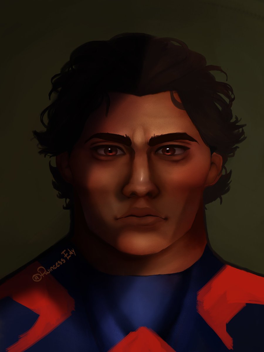 PwincessEdy's tweet photo. First portrait of Miguel O Hara. Took 3 days to finish it. 

#Spiderversefanart #spiderverse #migueloharafanart #MiguelOHara #spidersona #fanart #MilesMorales  #AcrossTheSpiderVerse #BeyondTheSpiderVerse https://t.co/2ZXlKlp3nQ