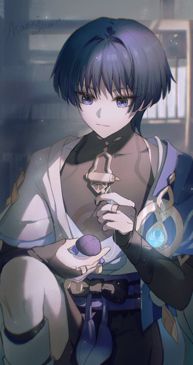 缝好后就好好保存吧，这次可不要弄丢人偶了哦^^
是上一次没来得及画完的二周年贺图，算一个系列～ #wanderer #原神流浪者