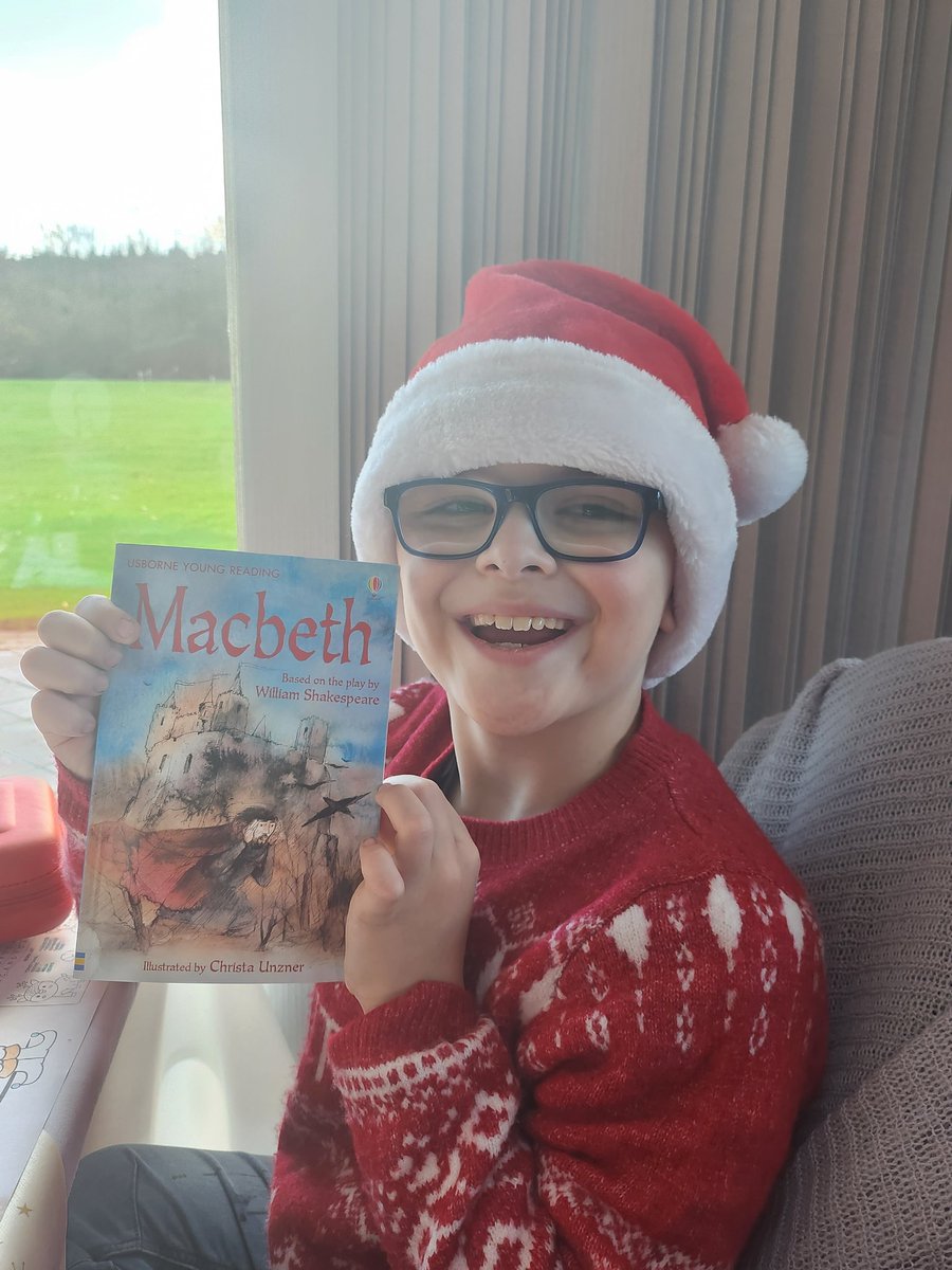 Ms_Mac_78's tweet photo. Breakfast with Santa - Jonah's gift Usborne Young Reading Macbeth. Looking forward to sharing this with him. 
#youngreaders #ShakespeareforKS2 https://t.co/7XFG5CC0qm