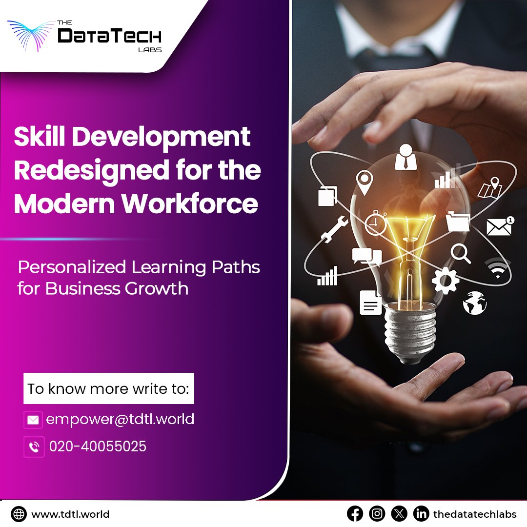thedatatechlabs's tweet image. In a world where change is the only constant, your workforce needs skills that evolve as fast as the market does.

More details👉

📞020-40055025
📨empower@tdtl.world

Explore more at🔗tdtl.world

#LearningTransformation #SkillEvolution #TheDataTechLabs