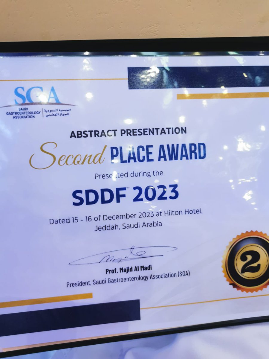 فاز بحثنا في   
Saudi Digestive Disease Forum (SDDF 2023) 

التابع للجمعية السعوديه للجهاز الهضمي 

موضوع البحث:
The Effectiveness of Short-Term Ustekinumab Versus Vedolizumab in Crohn’s Disease After Failure of Anti-TNF Agents: A Single-Center Retrospective Observational