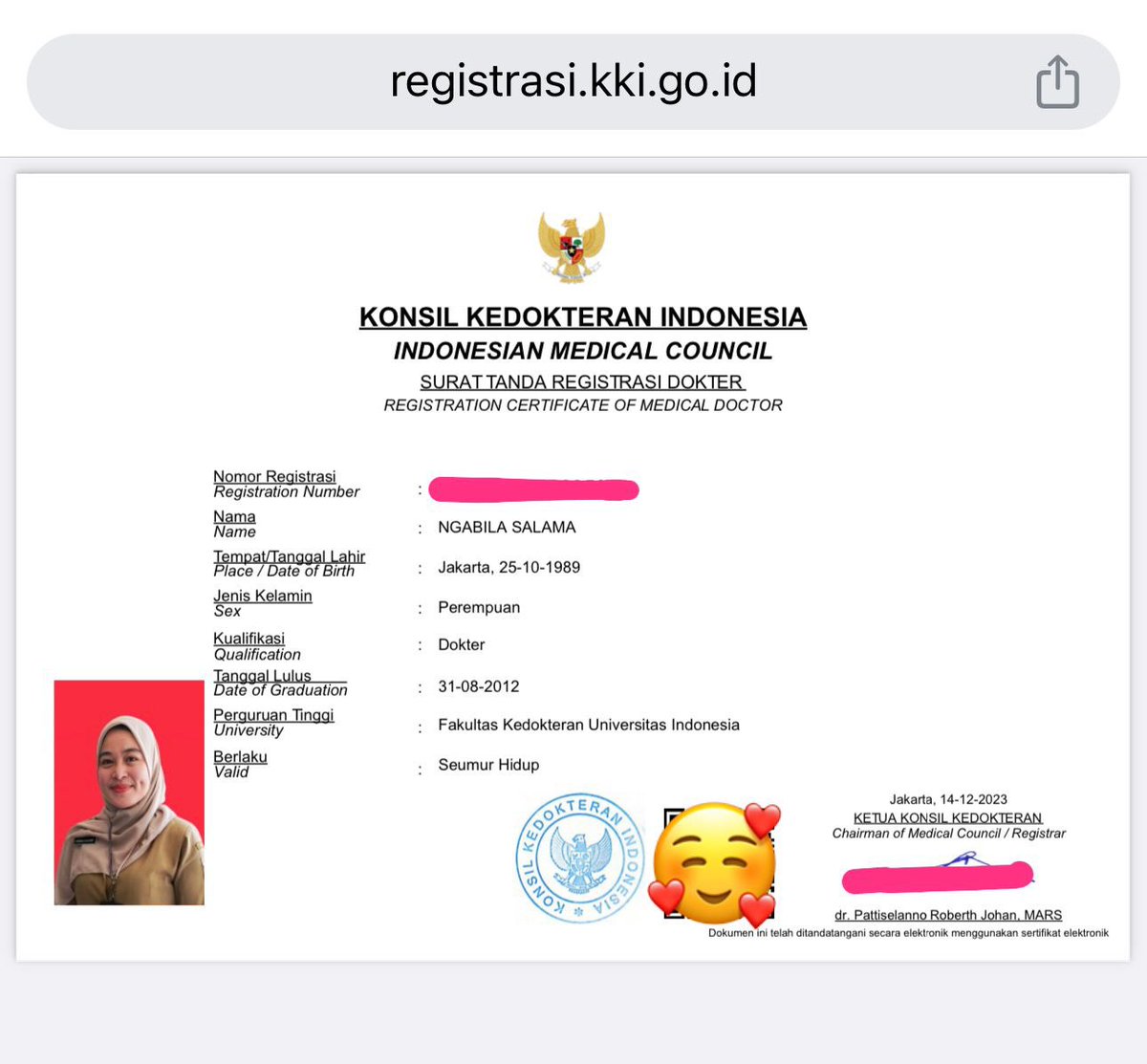 Kado akhir tahun: STR SEUMUR HIDUP. Terima kasih banyak <a href="/KemenkesRI/">Kementerian Kesehatan RI</a> &amp; UU Kesehatan No. 17 tahun 2023🙏✊❤️🇮🇩 #uukesehatanbaik #reformasikesehatan #ruukesehatanbaik #nyatalebihbaik #konstruktifbersama #lawanhoax #ruu #uu #jakarta #jkt #dkijakarta #dki #dkijkt #indonesia #kesehatan