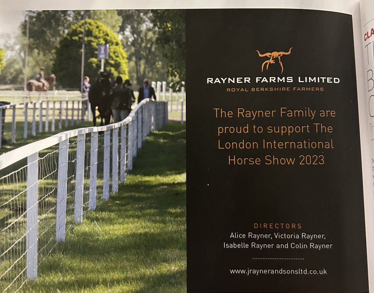 farmerrayner's tweet image. The Rayner Family are proud to support London International Horse Show. @nfum_Marlow @TheNAAC