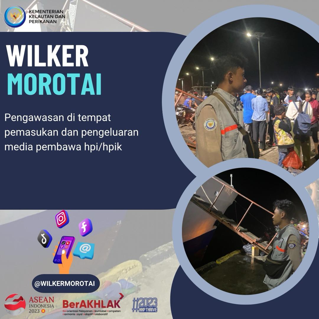 WilkerMorotai's tweet photo. Hai #SahabatBahari 16 Desember 2 0 2 3 Petugas Karantina Wilker Perbatasan Morotai melakukan pengawasan di tempat pemasukan/pengeluaran media pembawa HPI/HPIK #KKPAccelerate #EkonomiBiru #KKPGOID #Morotai #KKP https://t.co/6aBCv11pO6