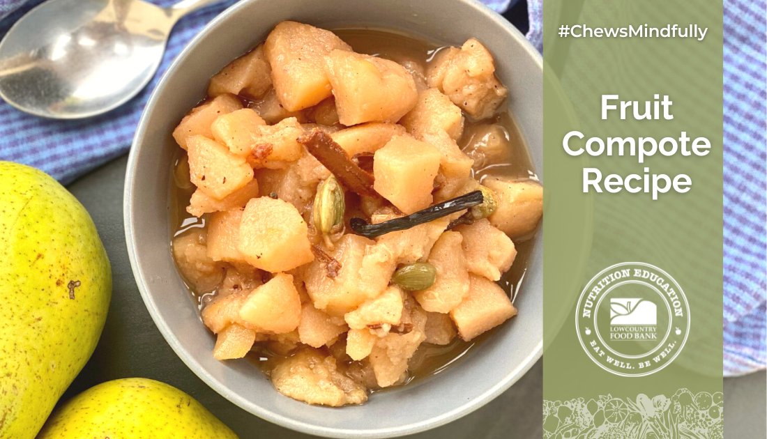 It's National Pear Month! 🍐 Low in calories, this fruit pairs (pun intended!) well with sweet and savory dishes. Try this Fruit Compote from our friends at @CookingMatters. #ChewsMindfully #NationalPearMonth

✨Discover more: cookingmatters.org/recipes/fall-f…