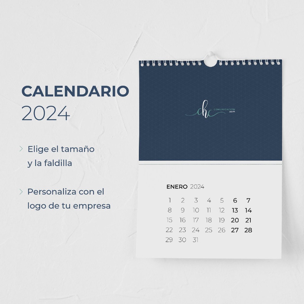 CHCComunicacion's tweet photo. 𝐑𝐞𝐬𝐞𝐫𝐯𝐚 𝐲𝐚 𝐭𝐮 𝐜𝐚𝐥𝐞𝐧𝐝𝐚𝐫𝐢𝐨 𝟐𝟎𝟐𝟒📆:
✅Estilo personalizado. Diseño único adaptado a ti. 
✅Funcionalidad efectiva. 
✅Calidad impecable.
Para conseguir el tuyo ponte en contacto con nosotros: 
📩info@chccomunicacion.com
📱682 620 762 https://t.co/6RXA6veWVo