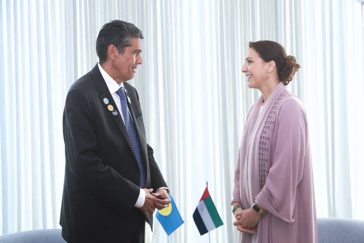 I met with HE Surangel Whipps Jr. President of Palau during #COP28, where we discussed bilateral relations between our countries in the fields of environment and renewable energy.