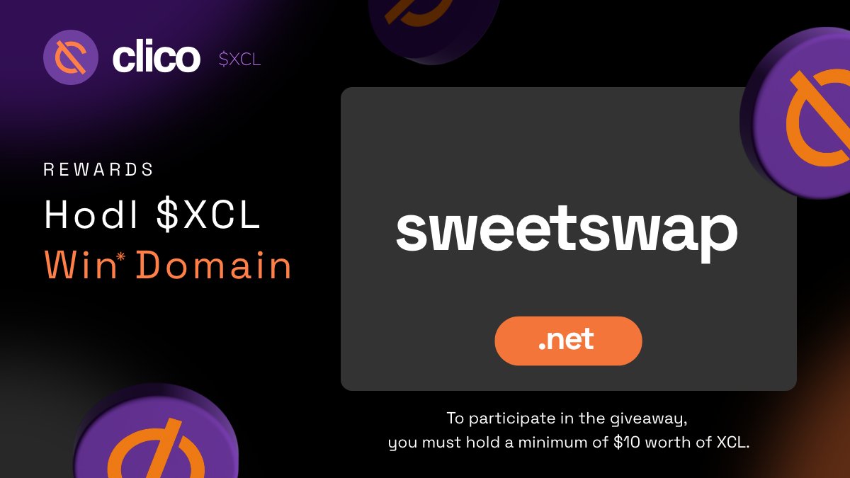 clicoco's tweet photo. New Competition 🥳
Hold $XCL Win Premium #Domain

Follow The Steps ⤵️

💙Follow on X @clicoco 
🔁Repost
👜Hold at least $10 worth of XCL
✅Join Telegram : https://t.co/RKF6idMAOw
✅Add BSC Wallet Address as Comment

**All participants will be eligible for $XCL airdrop.
**The competition is valid for 1 month.

#airdrop #Competition #bsc #Rewards #clico