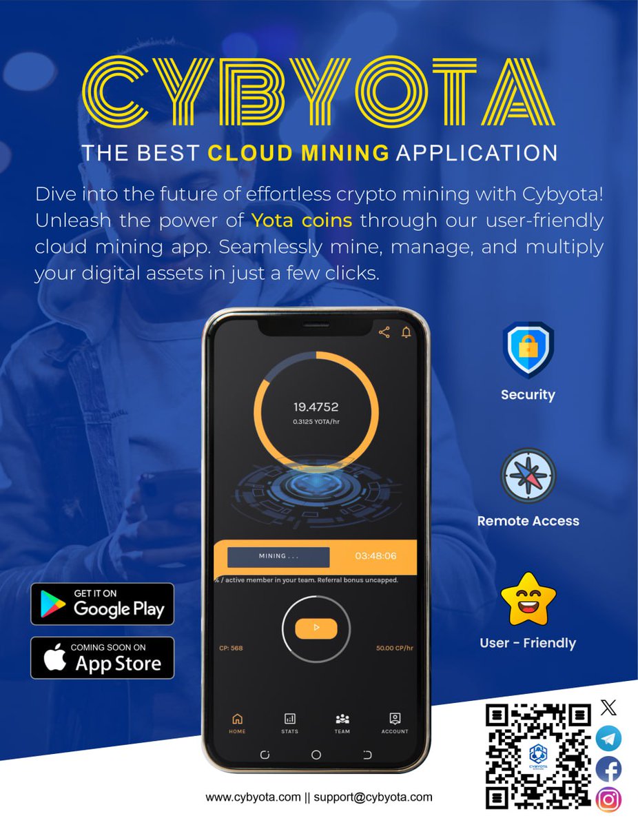 🚀 Experience effortless Yota coin mining with Cybyota, your go-to cloud  mining app. Maximize earnings with user-friendly features, making Yota coin  mining a breeze. 💰🌐 #cybyota #yota #yotacoin #cloudmining #cryptomining  #blockchain #cryptocurrency #
