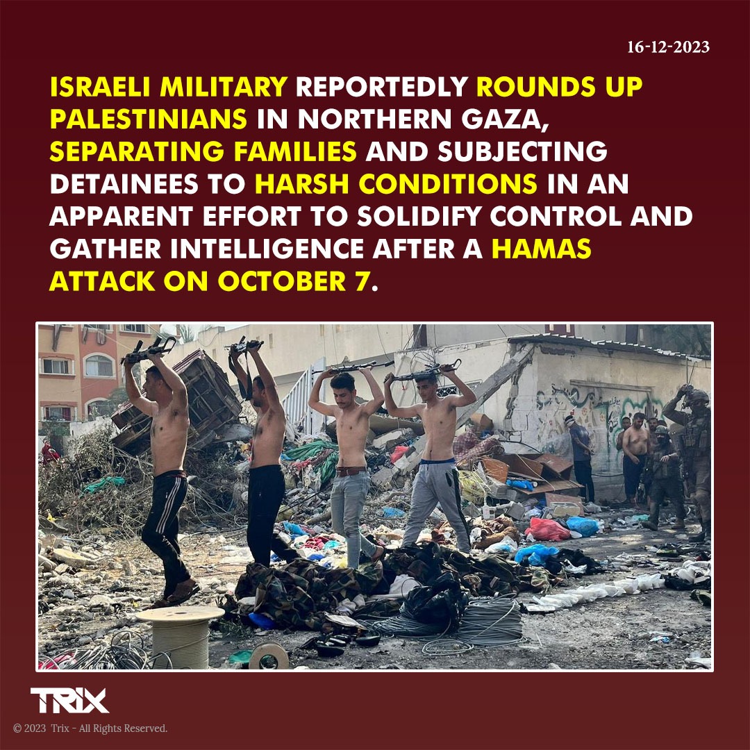 Trixindia_in's tweet image. Israeli Military Accused of Rounding Up Palestinians in Northern Gaza, Facing Criticism for Harsh Treatment

#IsraeliMilitary #GazaOperations #HumanRightsConcerns #PalestinianDetainees #ControlEfforts #GazaCrisis #MiddleEastNews #InternationalConcerns #trixindia