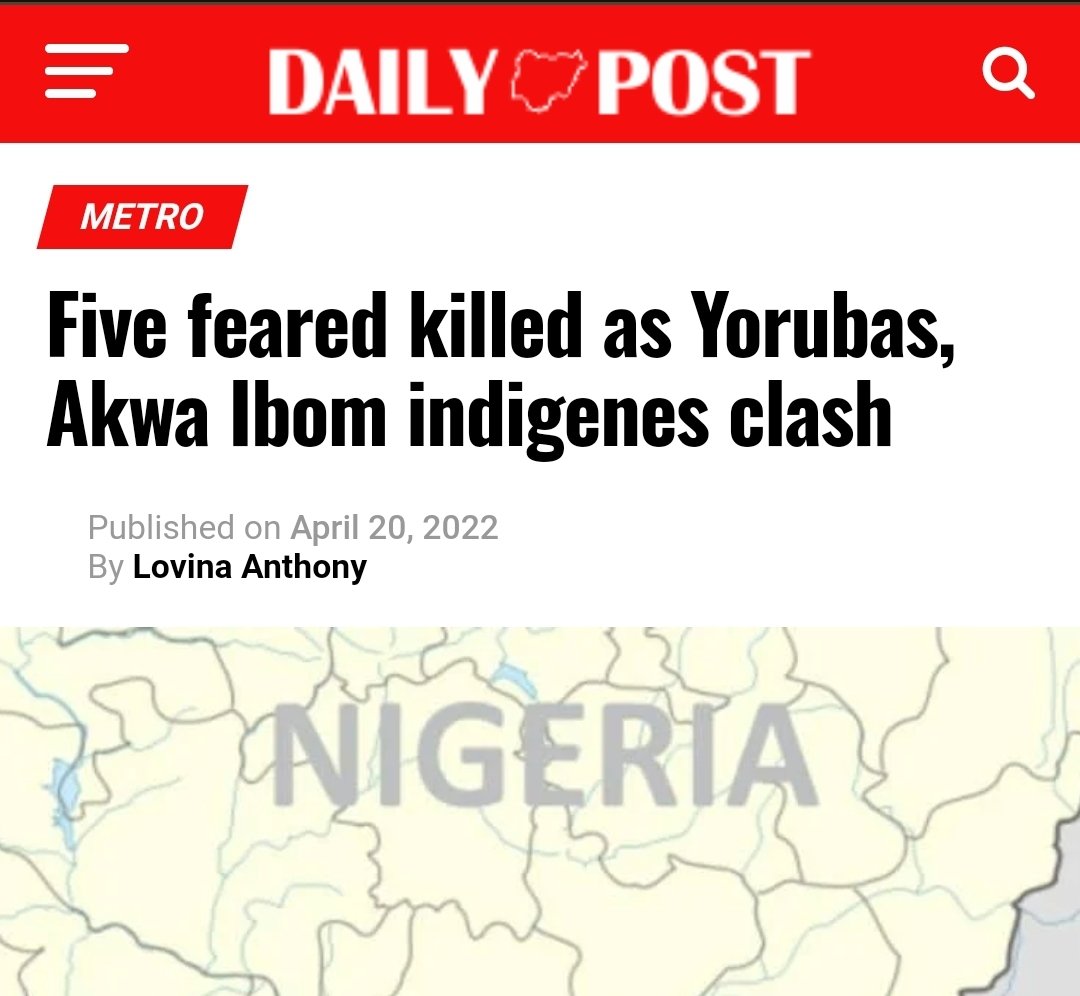 jagabanolu's tweet photo. How come Yorubas were killed in clashes and chased from their houses in Akwa Ibom and given struct conditions before returning?

The truth is that many jobs in Akwa Ibom are given to indigenes only and that is a fact you cannot dispute. The state government even passed a law in 2018 to that effect.

Celebrating someone been appointed as the "chief of domestic staff" in the governors house is not an achievement. Why not commissioner for education, health or housing or head of civil service or perm-sec or state judge?

In many south west states, for over 50 years, nonYorubas have been appointed in courts, civil service, commissioners, supported for assembly seats etc. And welcomed with open arms, can you say the same?