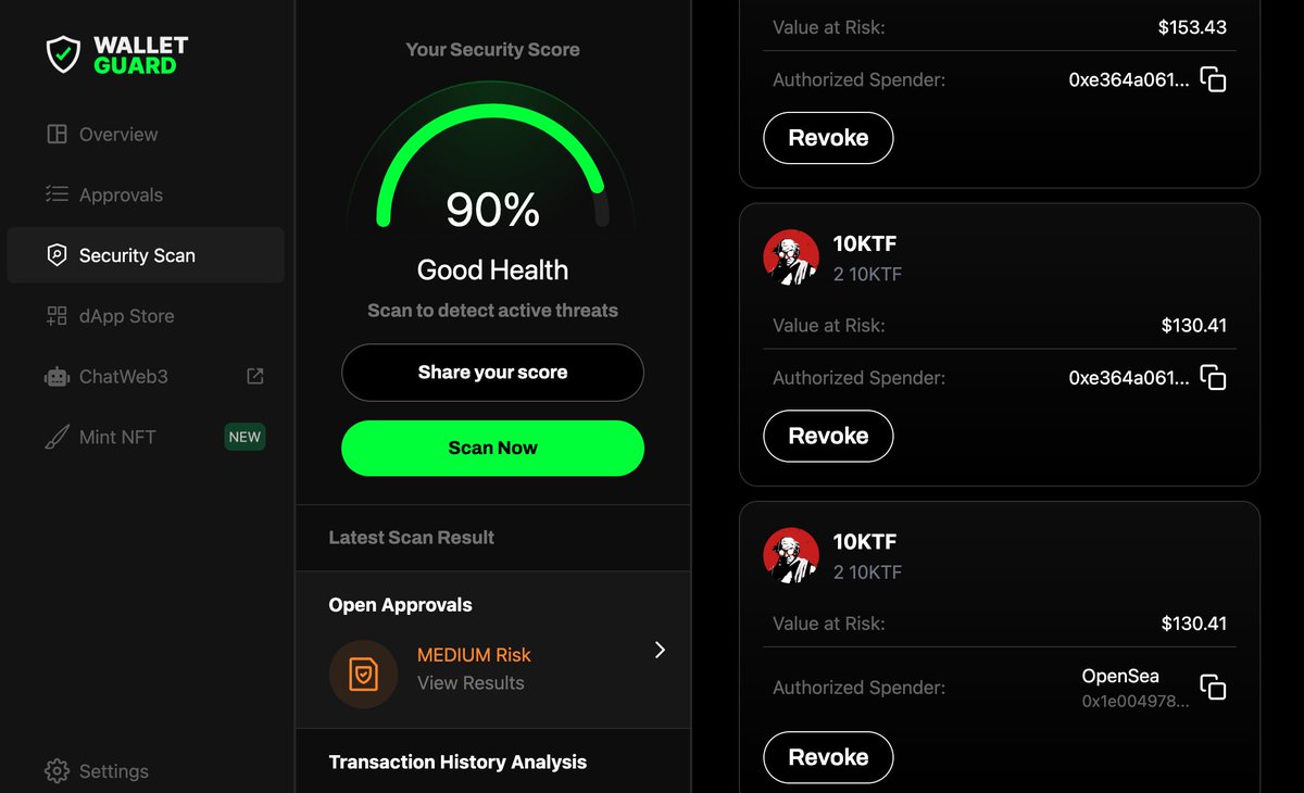 2 days ago, a massive <a href="/Ledger/">Ledger</a>  Connect Kit exploit put dapps like <a href="/RevokeCash/">Revoke.cash</a> to risk. We're advised not to connect.

Today, we <a href="/NftTrader/">NFT Trader</a> exploit led to some high value NFTs be exploited. We're advised to revoke approvals.

I know you might feel unsafe connecting to Revoke Cash