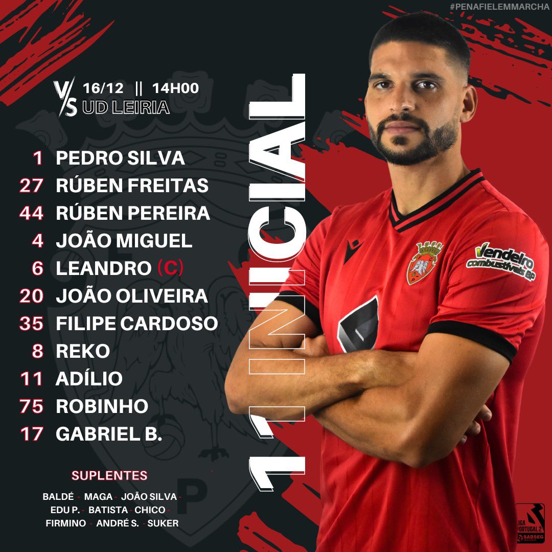 𝟭𝟭 𝙄𝙉𝙄𝘾𝙄𝘼𝙇 🚨

🏆 Liga Portugal 2 SABSEG
⚔️ <a href="/uniaodeleiria/">União de Leiria</a> 
⏰ 14H00

#penafielemmarcha