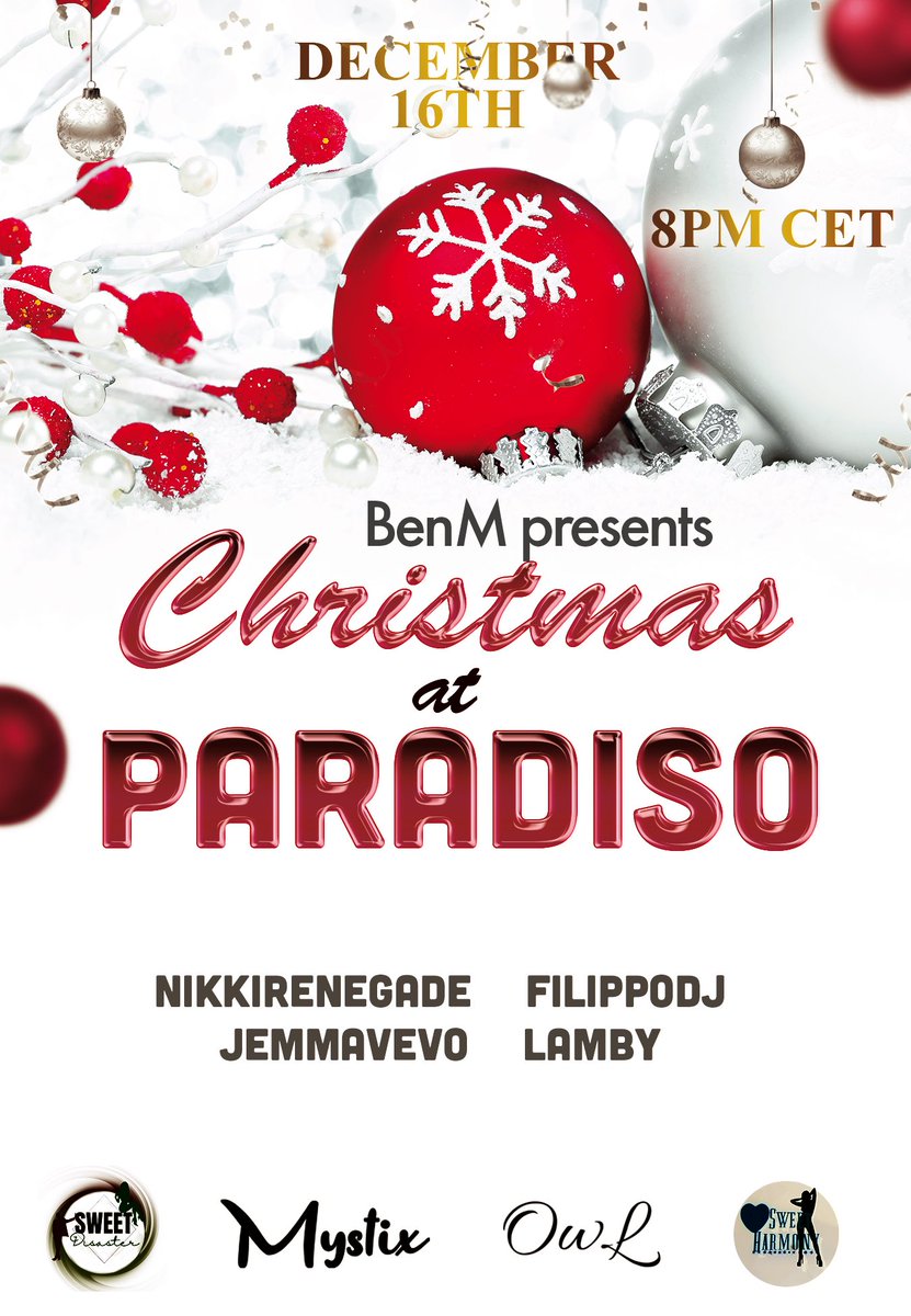 Come enjoy the Serenity and Beauty of  PARADISO This Christmas  Season.
by⨳: BenM
M⨳u⨳s⨳i⨳c⨳ b⨳y⨳
🎧𝐍𝐈𝐊𝐊𝐈𝐑𝐄𝐍𝐄𝐆𝐀𝐃𝐄
🎧𝐅𝐈𝐋𝐈𝐏𝐏𝐎𝐃𝐉
🎧𝐉𝐄𝐌𝐌𝐀𝐕𝐄𝐎 &amp;
🎧𝐋𝐀𝐌𝐁𝐘
𝐒𝐰𝐢𝐬hising their hips to the beats us the sexy Sweet Disaster Dancers 🕺💃🕺💃