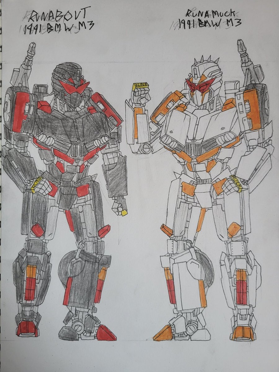 RUNAMUCK AND RUNABOUT 

Both are custom 1991 BMW M3s and are both 14.6ft tall 

#transformersreanimated #runamuck #runabout #transformersriseofthebeasts 
#transformersmovie  #bmwm3