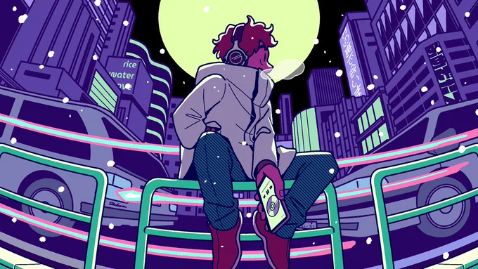 【お仕事のお知らせ】#Newtro 第8弾楽曲「月の裏で会いましょう/rice water Groove」のMVイラストを担当いたしました 
