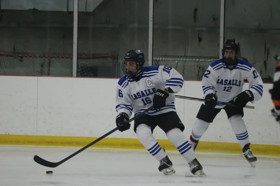 LSICadetHockey's tweet photo. ‼️Game Day‼️ Cadets take on Plattsburgh. #puckdrop at noon at ANA. Fans at home can watch on Livebarn! Let’s go Cadets! ⚪️🔵 #finishstrong #LSIHack @lasallecbc https://t.co/8rcvj1ZOdV