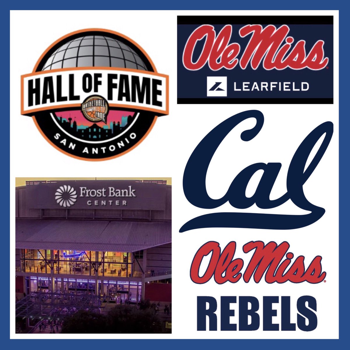 Tonight, here in San Antonio, we’ve got the Hall of Fame Series matchup between @OleMissMBB & Cal. Tip is 6:30pm & airtime is 6pm w/@RebVoice & @thduker. 25th ranked Rebs look to go 10-0! Listen 🎧⬇️ 📻 local station 📱 @OleMissSports app 💻 online olemisssports.com/watch/?Live=89…